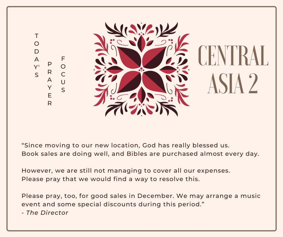 Monday (December 9, 2019) Prayer Focus for CLC Central Asia 2