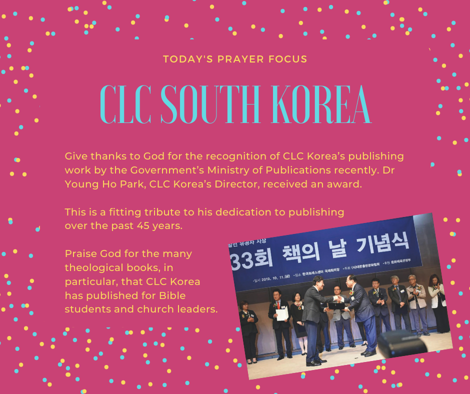 Tuesday (December 17, 2019) Prayer Focus for CLC South Korea