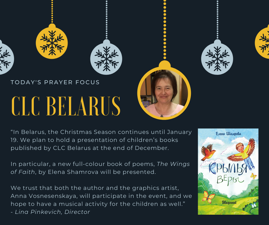 Friday (December 27, 2019) Prayer Focus for CLC Belarus