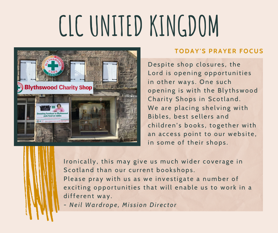 Friday (January 3) Prayer Focus for CLC United Kingdom