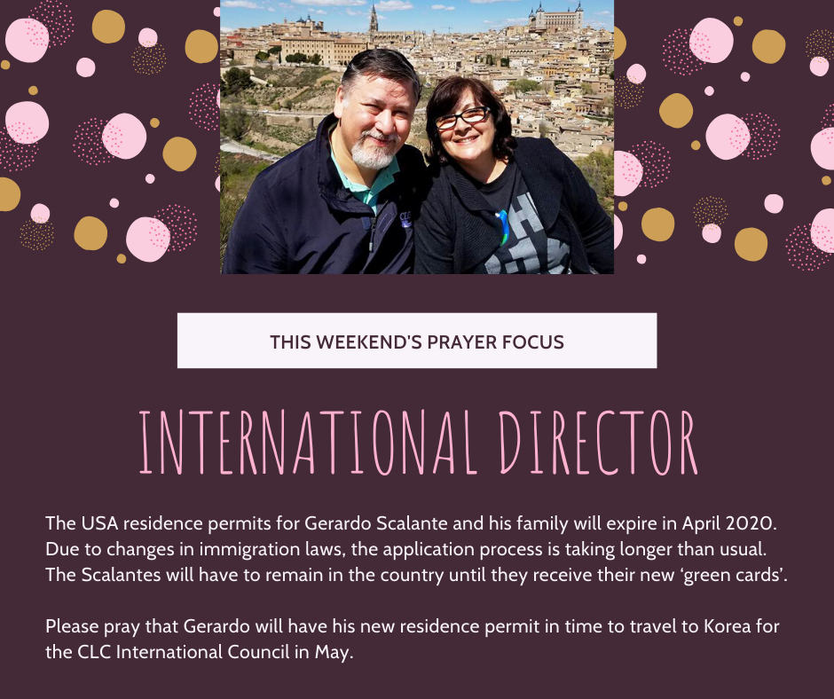 Weekend (January 4-5) Prayer Focus for International Director