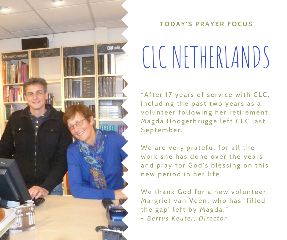 Tuesday (January 14) Prayer Focus for CLC Netherlands