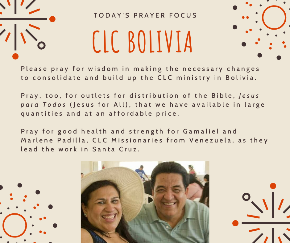 Thursday (January 30) Prayer Focus for CLC Bolivia