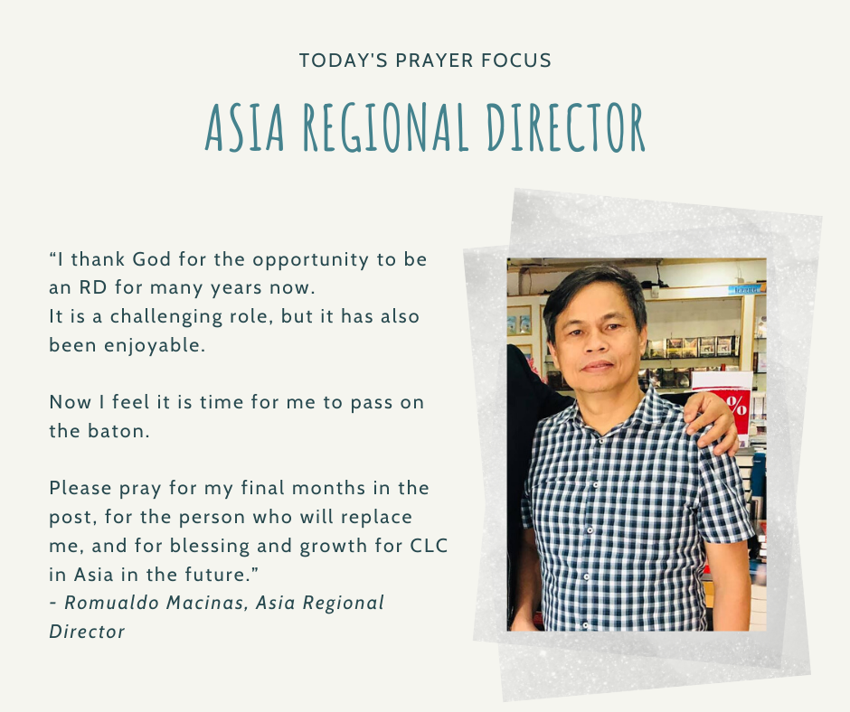 Thursday (February 20) Prayer Focus for Asia Regional Director