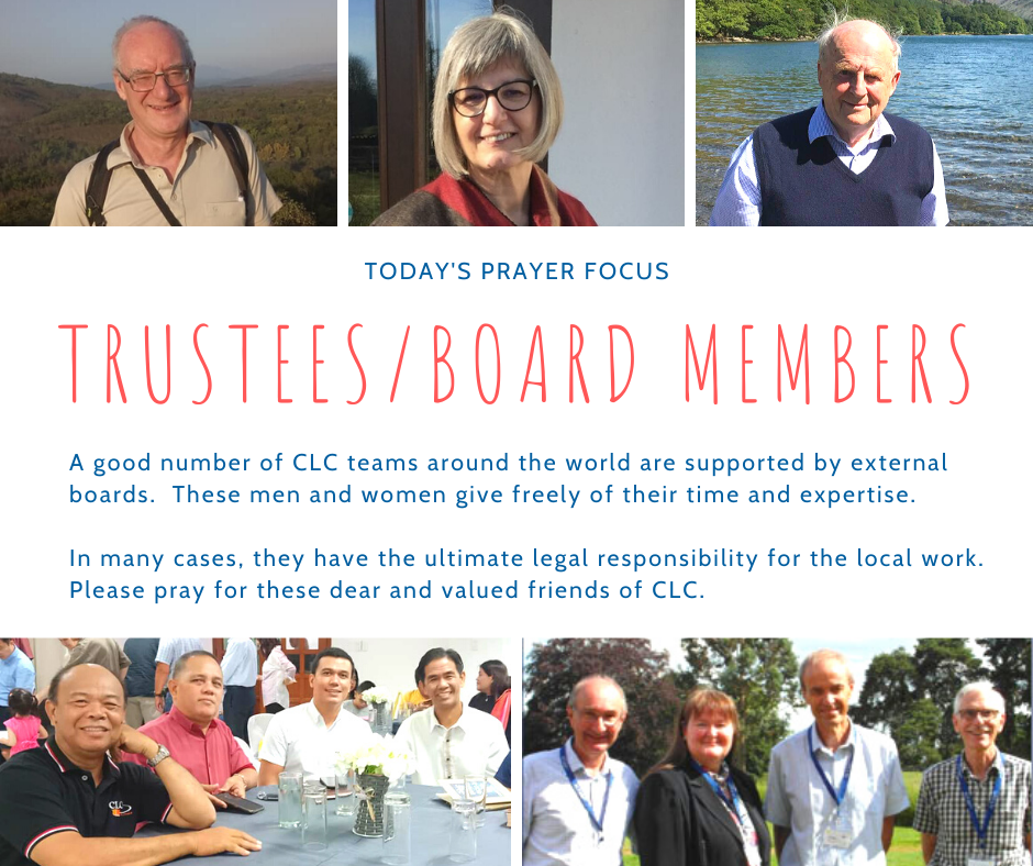 Wednesday (February 26) Prayer Focus for Trustees and Board Members